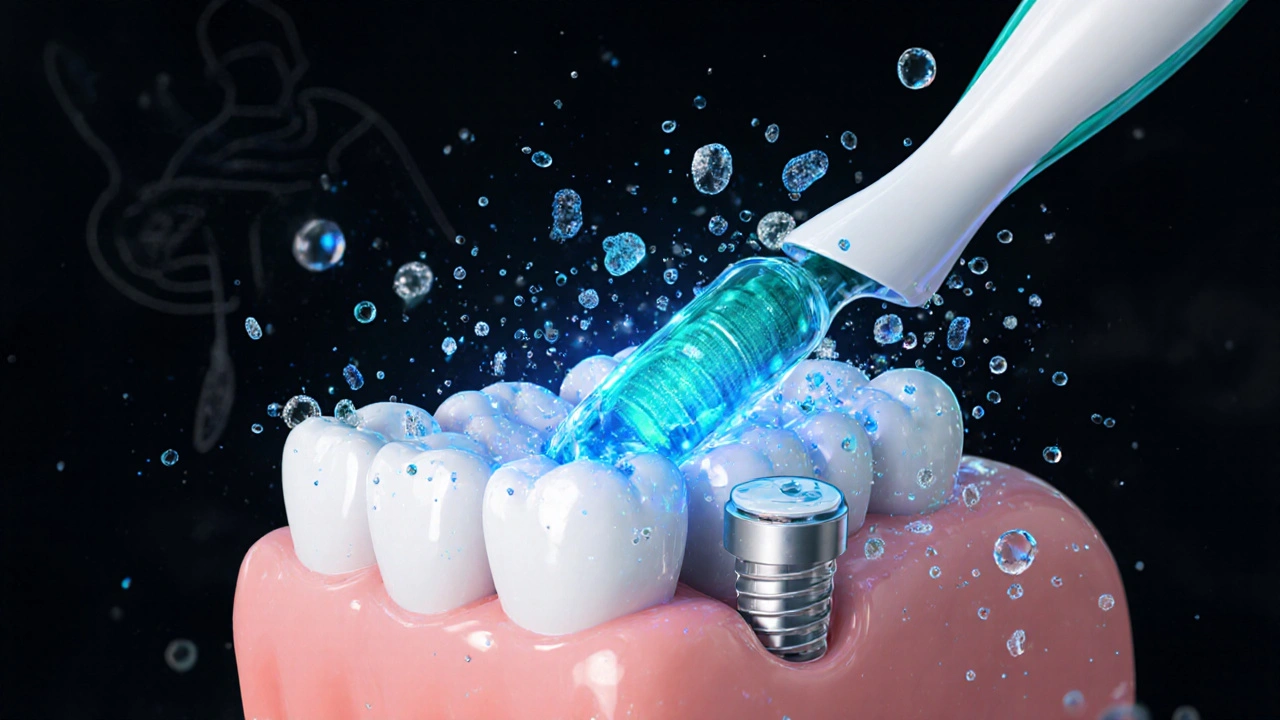 Ultrazvukové vlny rozkládají zubní kámen a bakterie pod dásněmi pomocí mikro bublinek.