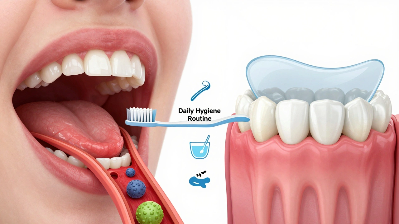 Porovnání zdravého a nemocného ústního prostředí s cestou k prevenci.