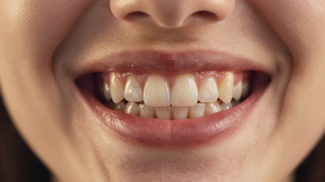 Zářivý úsměv v kontrastu s rizikovými příznaky poškození zubů.