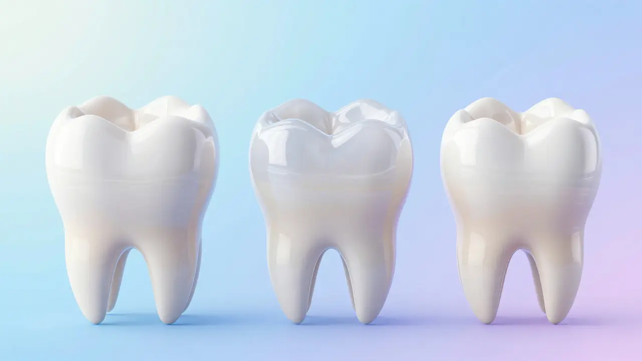 Srovnání estetických řešení: kompozitní plomba, keramická fasetka a korunka.