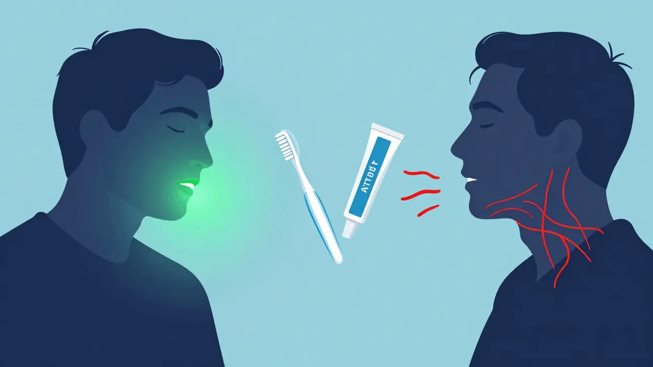 Konceptní ilustrace spánku, dýchacích cest a ústní hygieny