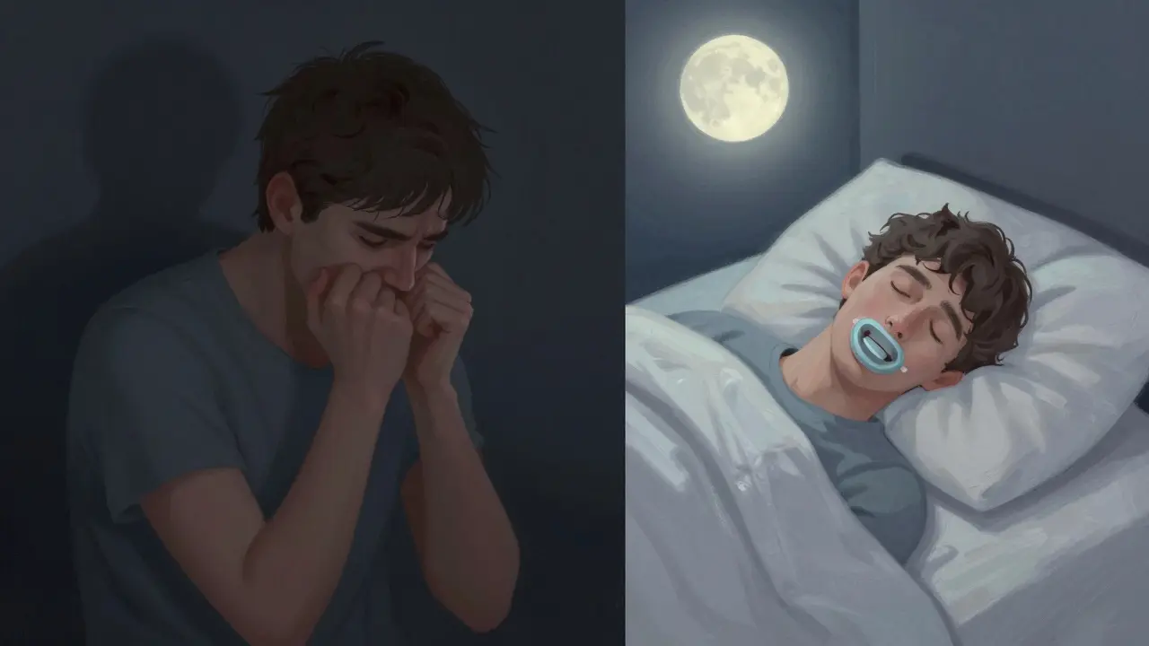 Kontrast mezi denním stresem a nočním spánkem s chráničem