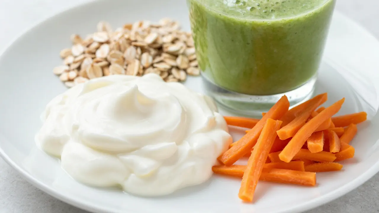 Mírná strava jako jogurt a smoothie pro hojení po zubním zákroku