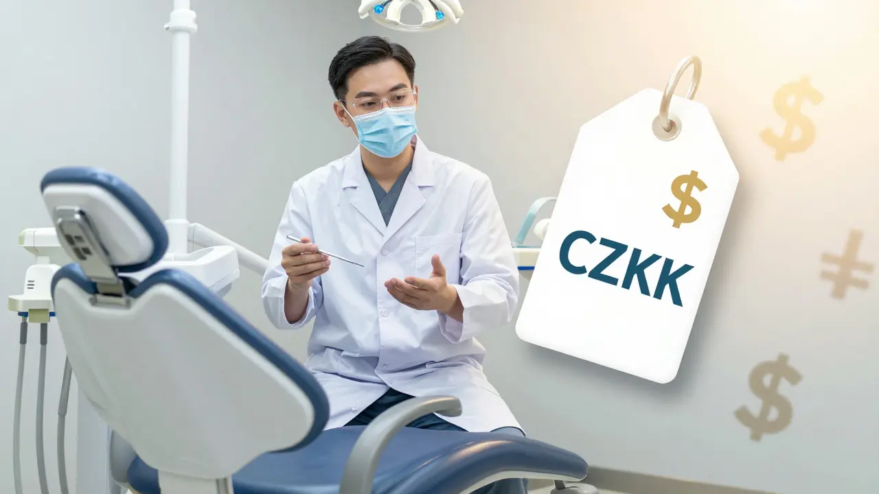 Koncept nákladů na zubní péči a konzultace