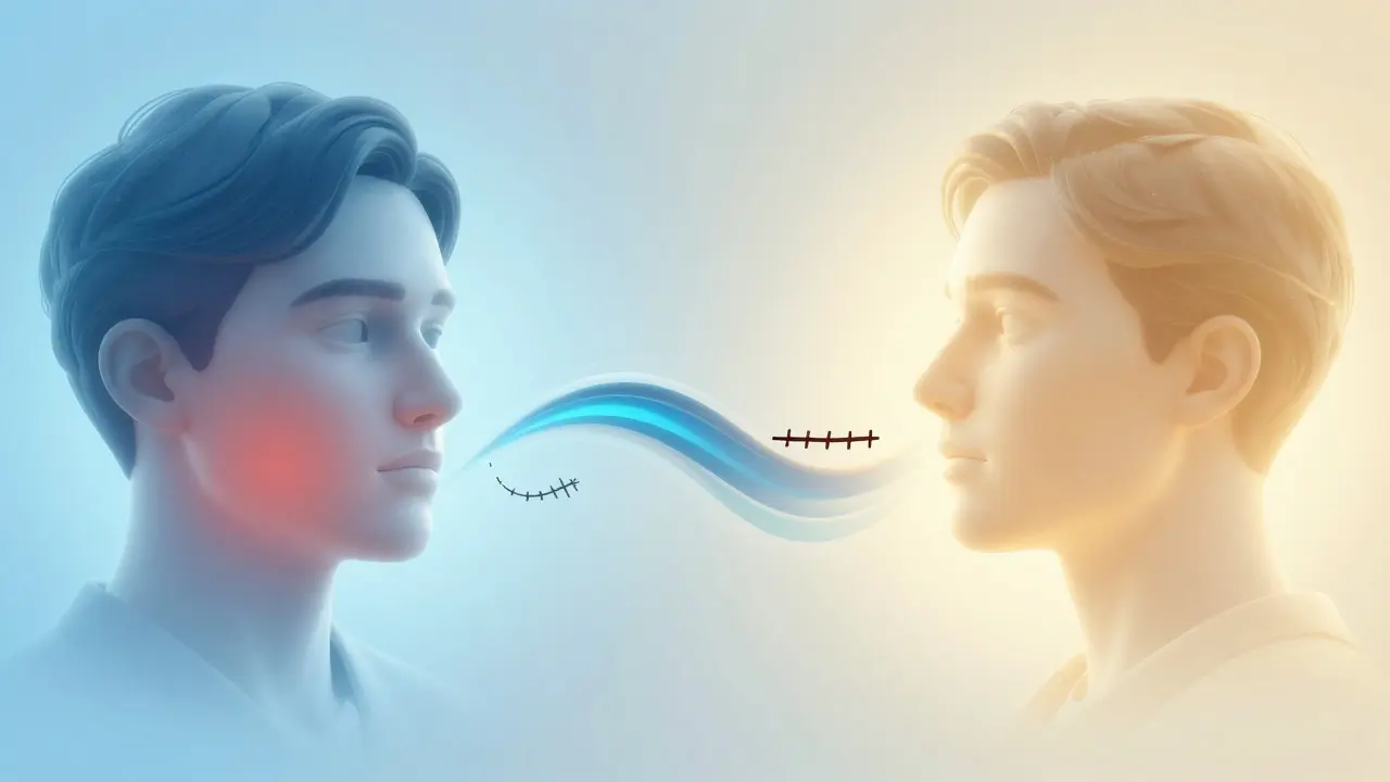 Konceptuální ilustrace procesu hojení obličeje