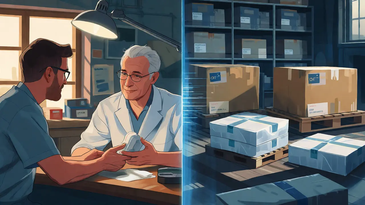 Rozdělení mezi lokální zubní laboratoří s osobním kontaktem a mezinárodní výrobou.